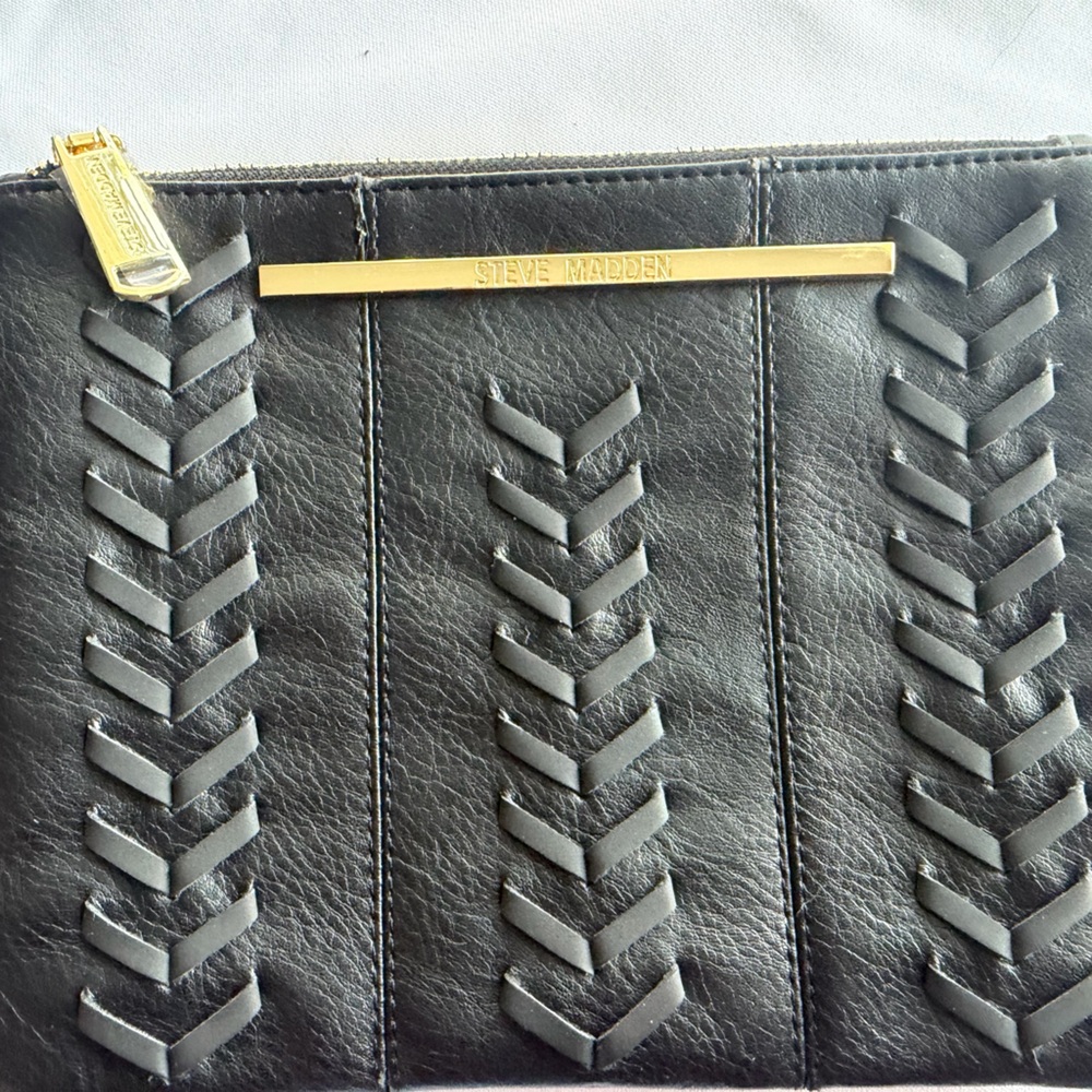 Steve Madden Black and Gold Men's Wallet